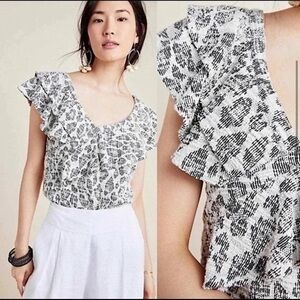 Anthropologie Dolan Black and White Leopard Print Blouse